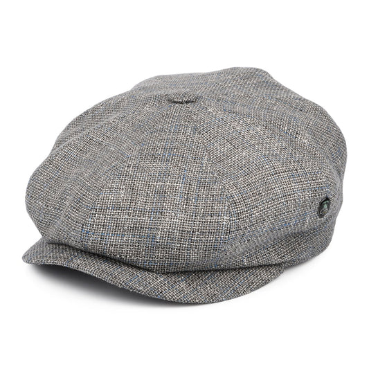 City Sport Check Linen-Cotton Newsboy Cap - Grey