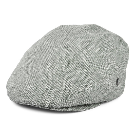 City Sport Micro Herringbone Linen Flat Cap - Forest