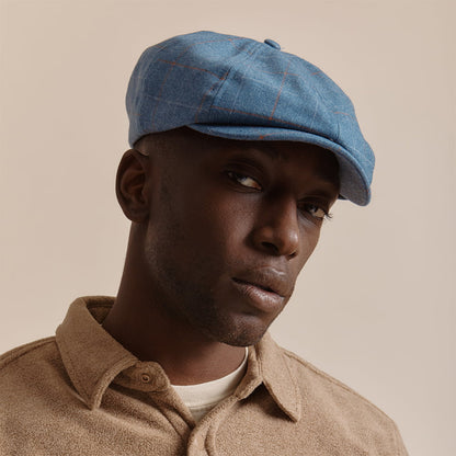 Brixton Hats Brood Plaid Newsboy Cap - Slate Blue