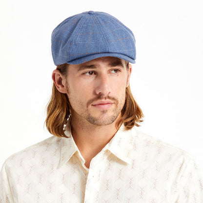 Brixton Hats Brood Plaid Newsboy Cap - Slate Blue