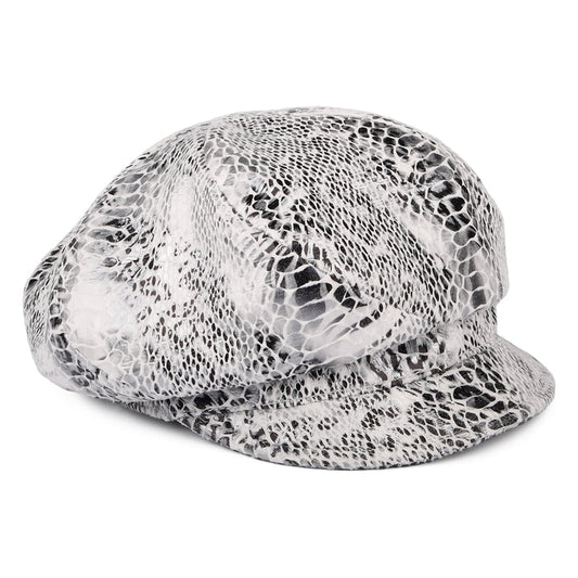 Seeberger Hats Snake Print Baker Boy Cap - White