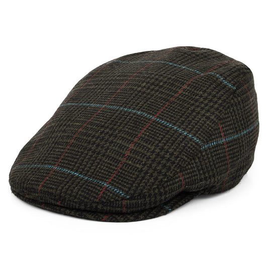 Barbour Hats Cheviot Windowpane Flat Cap With Earflaps - Dark Green
