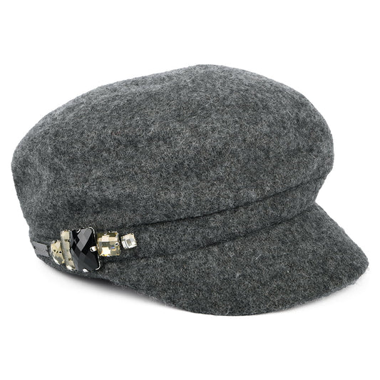 Betmar Hats Rhinestone Baker Boy Cap - Grey