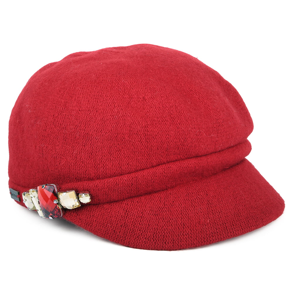 Betmar Hats Rhinestone Baker Boy Cap - Red