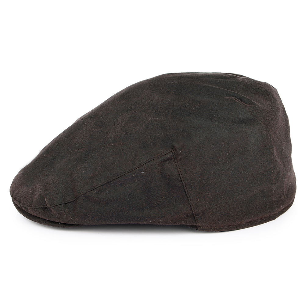 Failsworth Hats Waxed Cotton Flat Cap - Brown