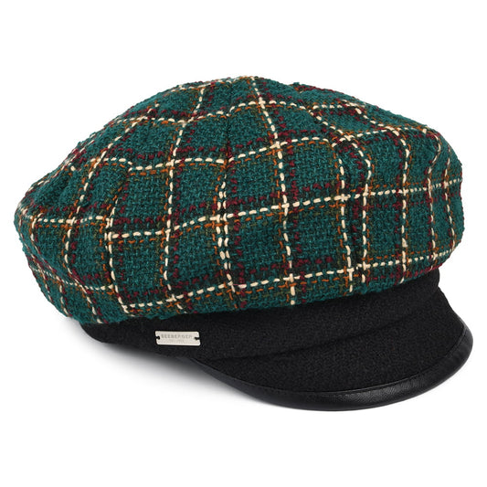 Seeberger Hats Check Baker Boy Cap - Petrol-Black