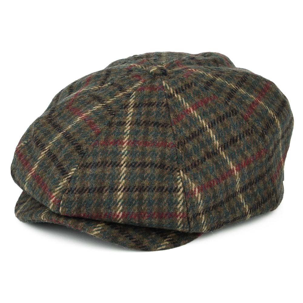 Brixton Hats Brood Check Newsboy Cap - Olive-Moss