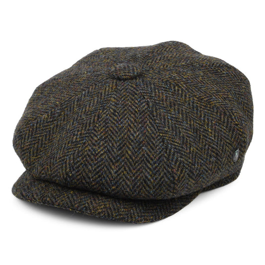 City Sport HARRIS TWEED Marl Deep Fit Newsboy Cap - Forest-Navy