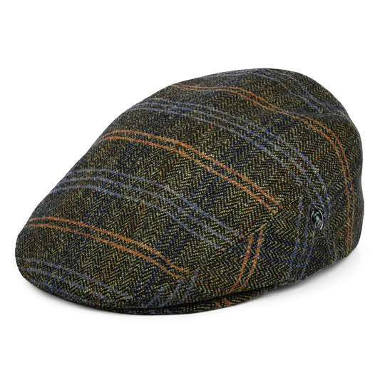 City Sport Virgin Wool Windowpane Herringbone Flat Cap - Tan-Black-Multi