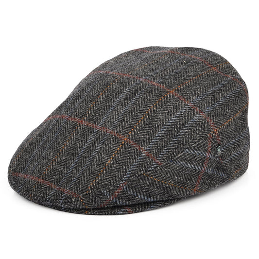 City Sport Windowpane Herringbone Virgin Wool Flat Cap - Grey-Multi