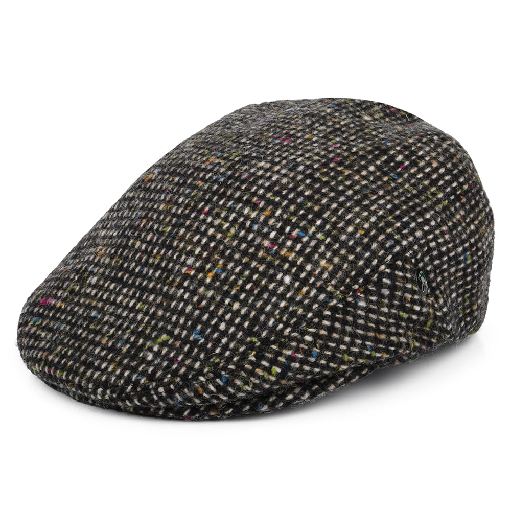 City Sport Donegal Tweed Speckled Flat Cap - Black-Tan-Multi