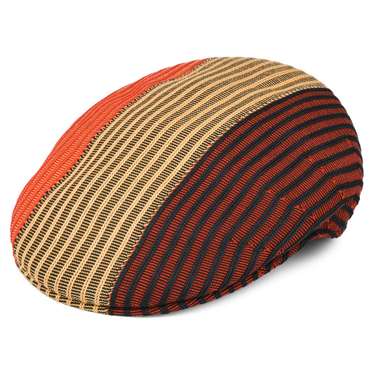 Kangol Tri Tone Rib 504 Flat Cap - Wine-Gold-Red