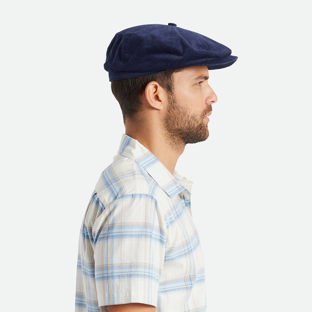 Brixton Hats Brood Corduroy Baggy Newsboy Cap - Navy Blue