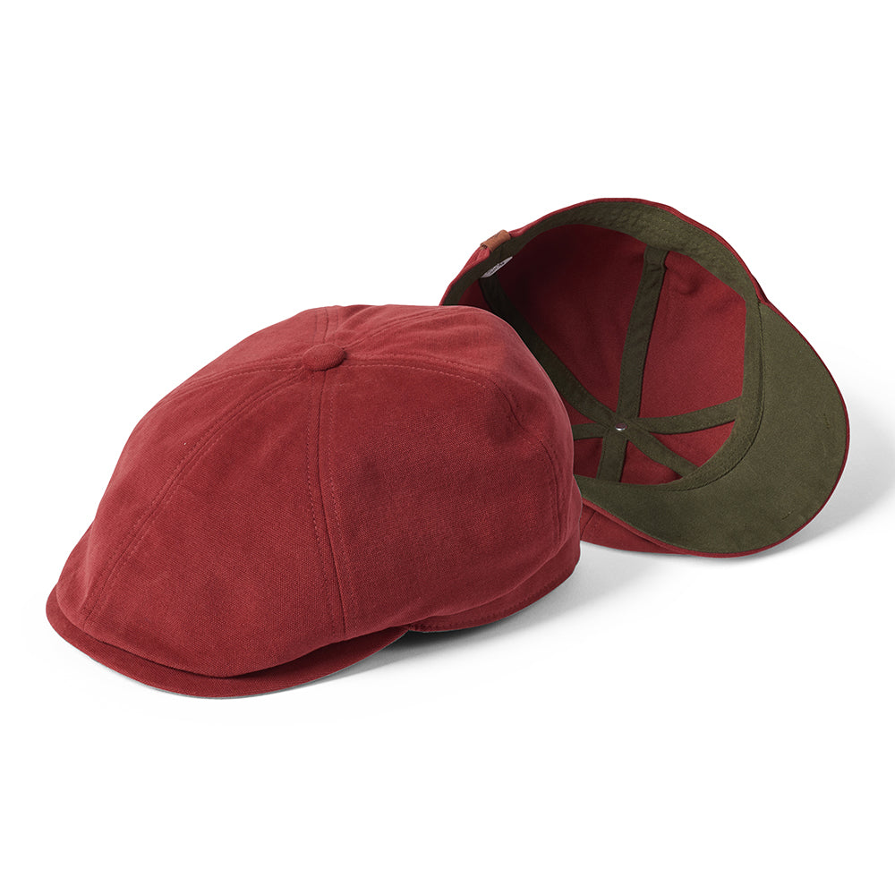 Failsworth Hats Hudson Cotton Canvas Newsboy Cap - Brick Red-Khaki