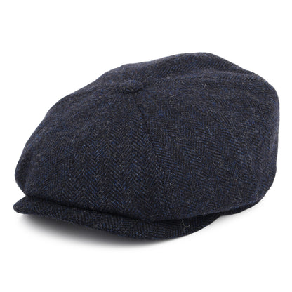 Stetson Hats Hatteras Herringbone Wool Newsboy Cap - Blue