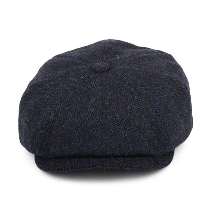Stetson Hats Hatteras Herringbone Wool Newsboy Cap - Blue