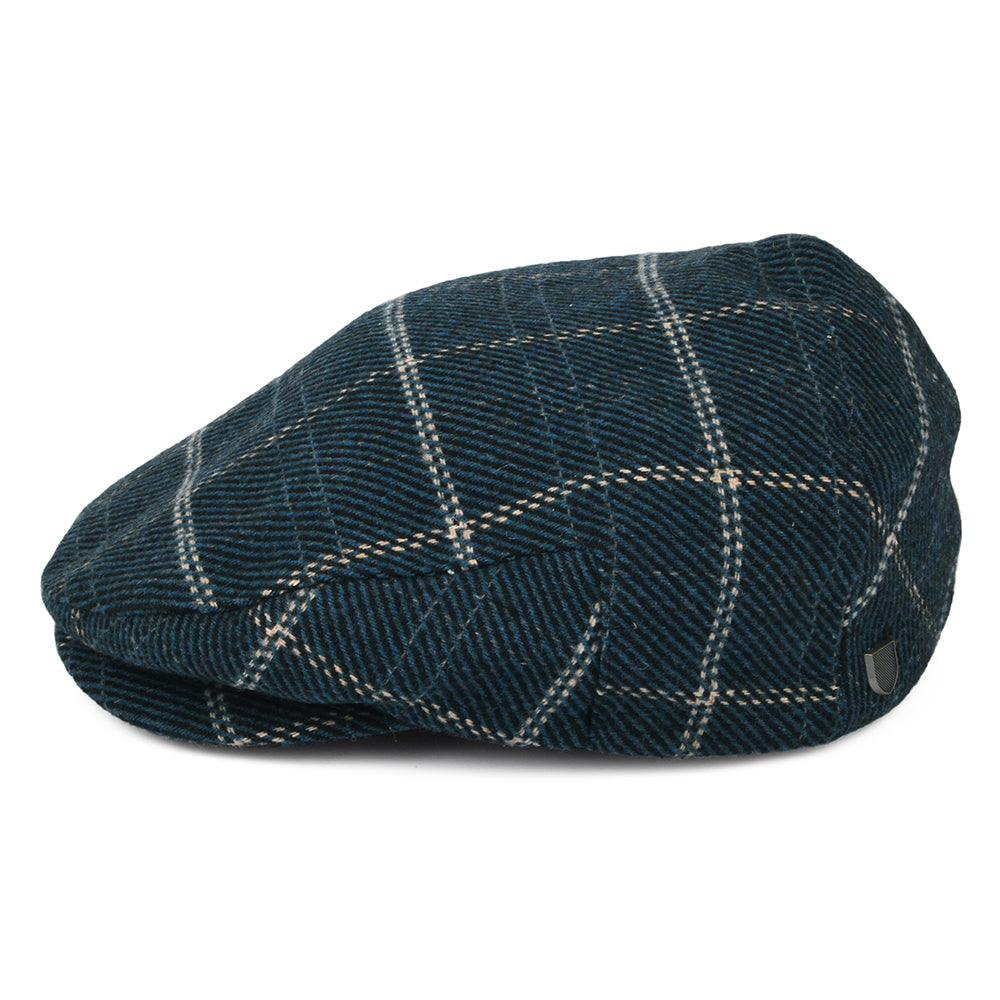 Brixton Hats Hooligan Windowpane Baggy Flat Cap - Blue-Black