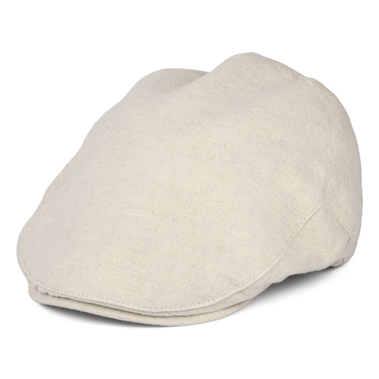Christys Hats Skye Balmoral Heavy Linen-Cotton Flat Cap - Cream