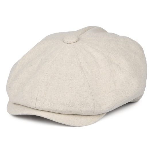 Christys Hats Alfie Heavy Linen Newsboy Cap - Cream
