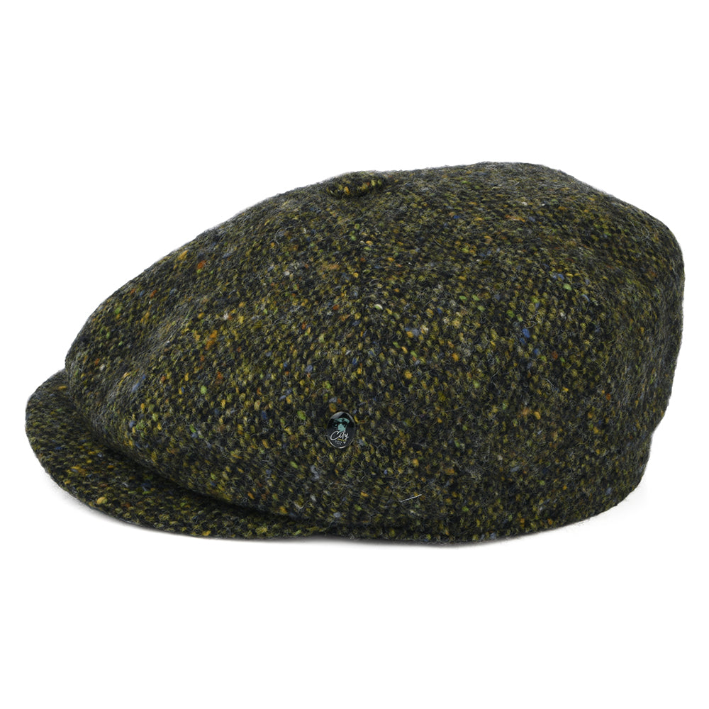 City Sport Donegal Tweed Marl Deep Fit Newsboy Cap - Forest-Multi