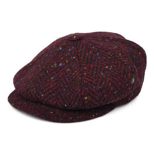 City Sport Donegal Tweed Herringbone Newsboy Cap - Dark Red