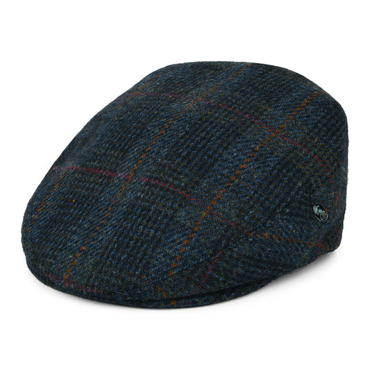 City Sport HARRIS TWEED Windowpane Flat Cap - Blue-Navy