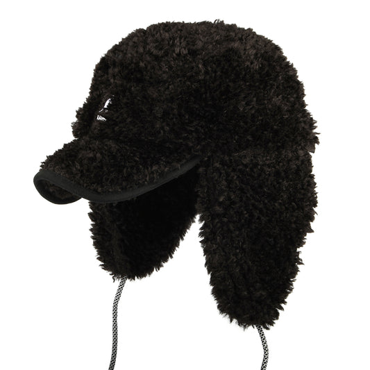 Kangol Faux Shearling Utility Flap Cap - Black