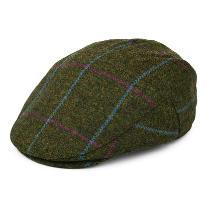 Failsworth Hats Windowpane Waterproof Flat Cap - Olive-Purple-Blue