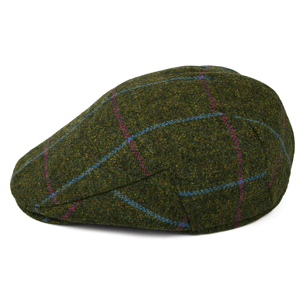 Failsworth Hats Windowpane Waterproof Flat Cap - Olive-Purple-Blue