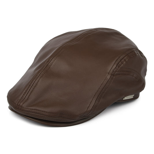 Seeberger Hats Leather Flat Cap - Brown