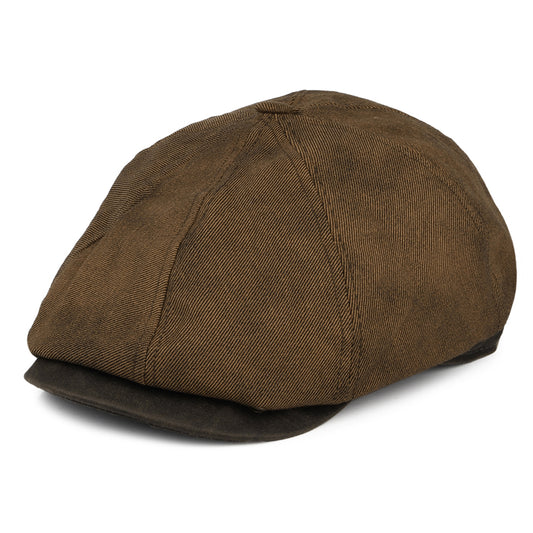 Dorfman Pacific Hats Weathered Washed Twill Newsboy Cap - Brown
