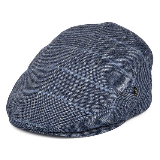 City Sport Windowpane Cotton Blend Flat Cap - Navy-Blue