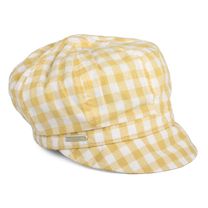 Seeberger Hats Checked Cotton Baker Boy Cap - Yellow-White