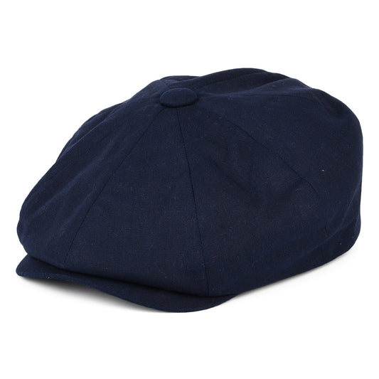Christys Hats Cotton-Linen 8 Piece Newsboy Cap - Navy Blue