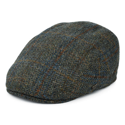 Failsworth Hats Stornoway Harris Tweed Flat Cap - Olive-Blue-Rust