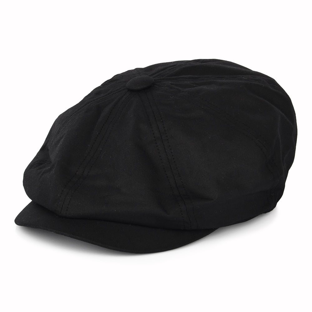 Failsworth Hats Alfie British Waxed Cotton Newsboy Cap - Black