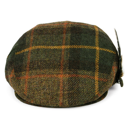 Failsworth Hats British Wool Tartan Feather Flat Cap - Green-Brown-Mustard