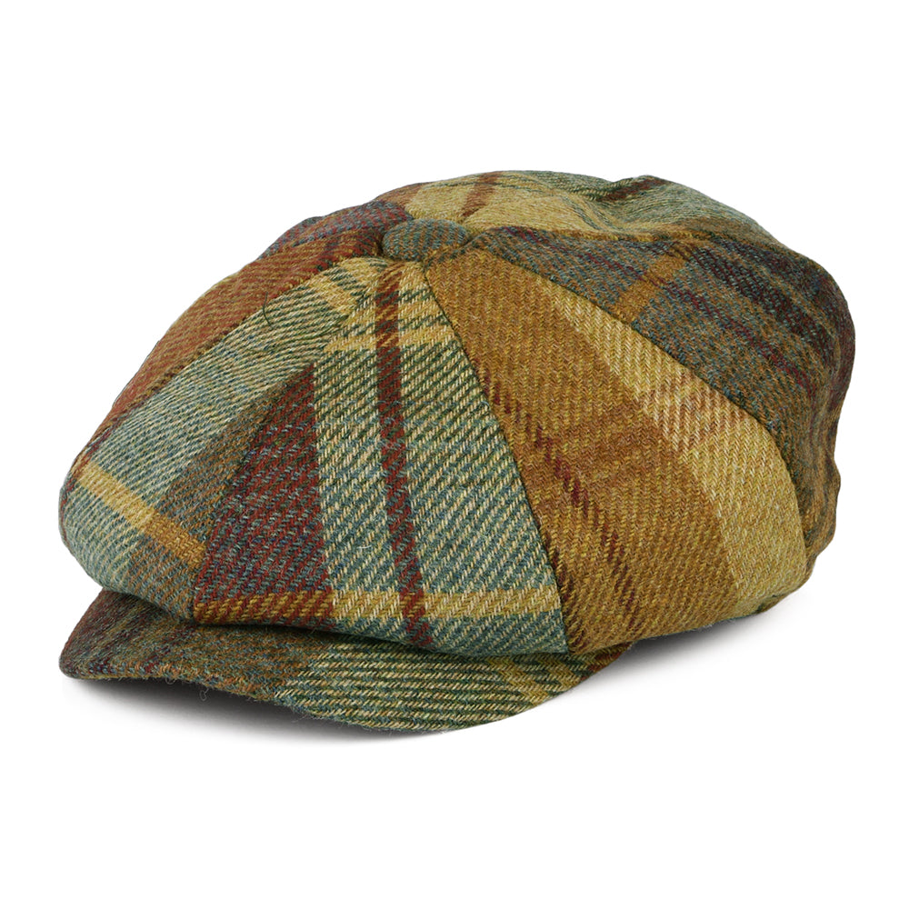 Failsworth Hats British Wool Tartan Newsboy Cap - Mustard-Brown-Wine