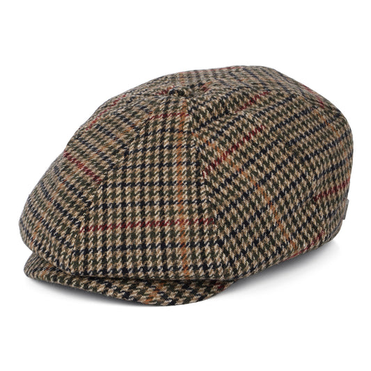 Brixton Hats Brood Houndstooth Newsboy Cap - Olive-Beige-Black