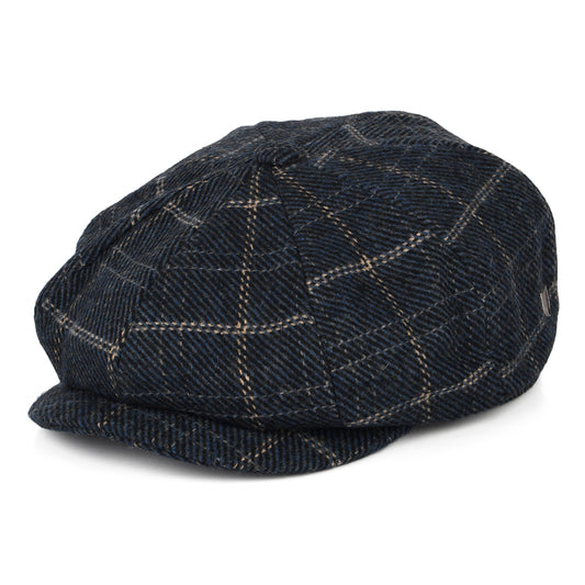 Brixton Hats Brood Windowpane Baggy Newsboy Cap - Navy-Black-Off White