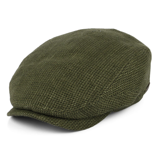 Stetson Hats Driver Linen-Cotton Flat Cap - Olive-Khaki