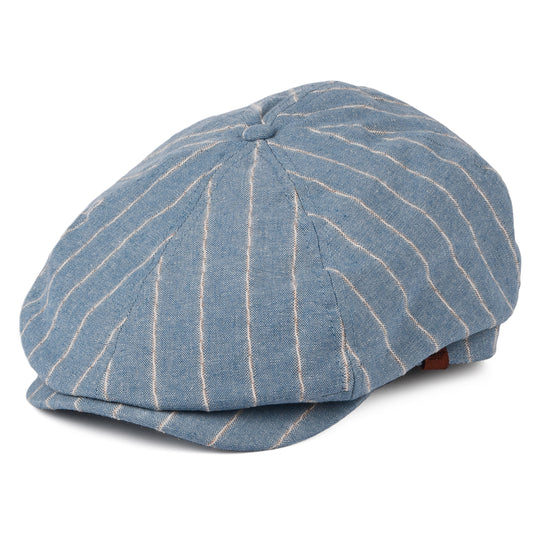 Barts Hats Jamaica Striped Linen-Cotton Newsboy Cap - Light Blue