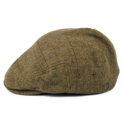 Brixton Hats Hooligan Windowpane Herringbone Lightweight Flat Cap - Brown-Light Brown