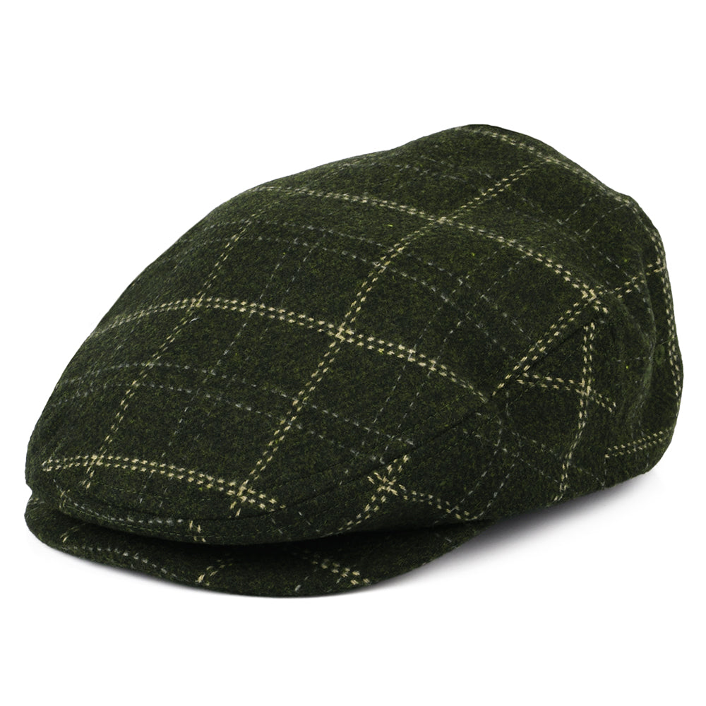 Brixton Hats Hooligan Plaid Lightweight Flat Cap - Moss-Beige