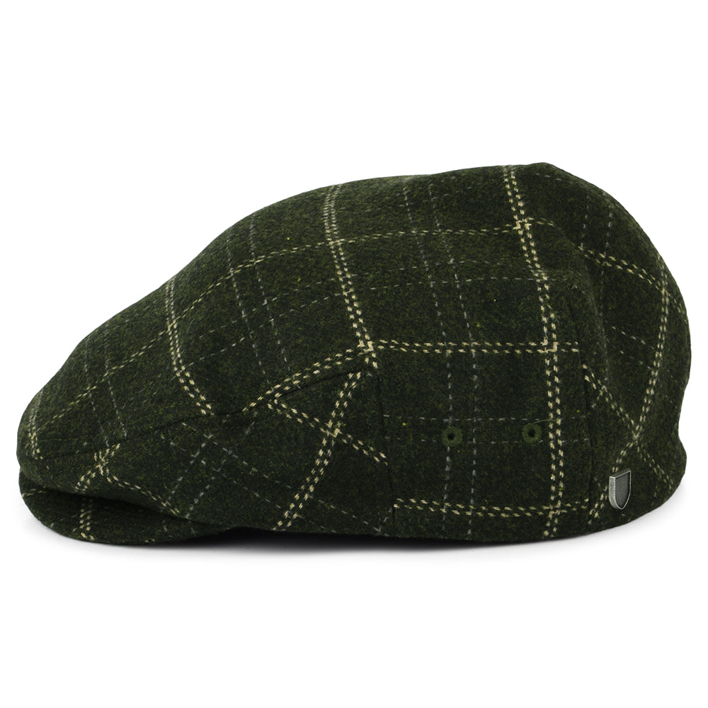 Brixton Hats Hooligan Plaid Lightweight Flat Cap - Moss-Beige