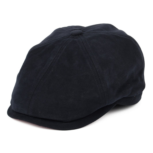 Failsworth Hats Hudson Cotton Canvas Newsboy Cap - Navy-Salmon