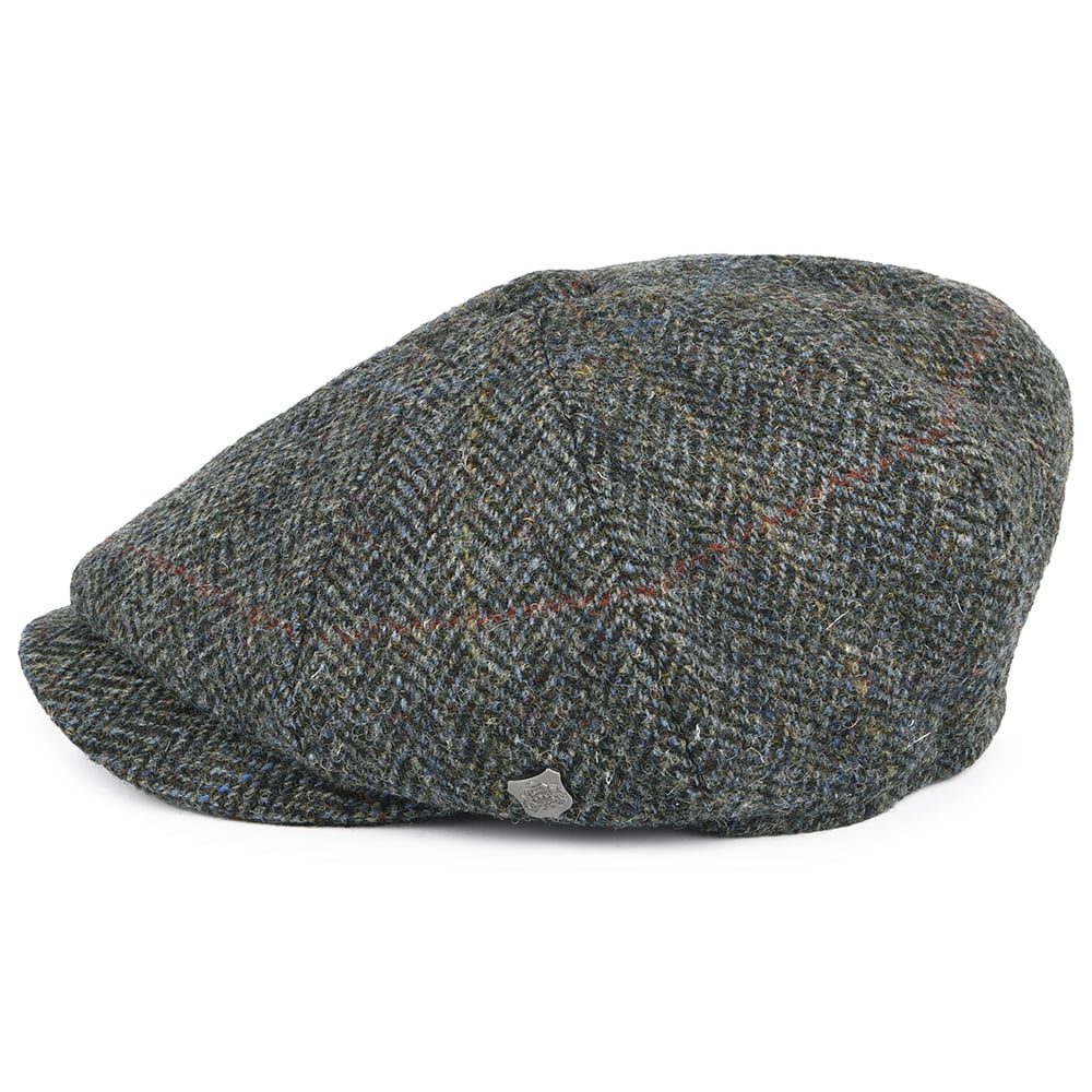 Failsworth Hats Harris Tweed Herringbone Carloway Newsboy Cap - Grey Mix