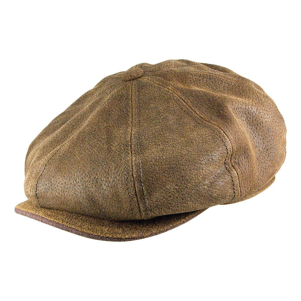 Stetson Hats Burney Leather Newsboy Cap - Brown