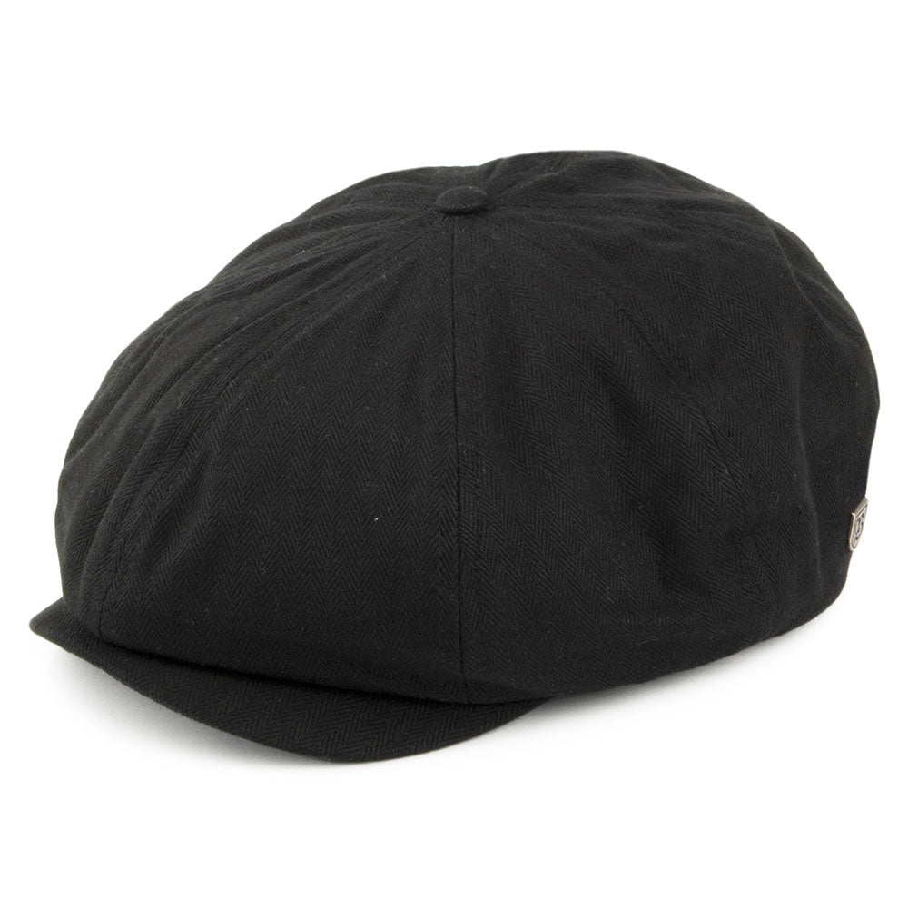 Brixton Hats Brood Herringbone Cotton Newsboy Cap - Black