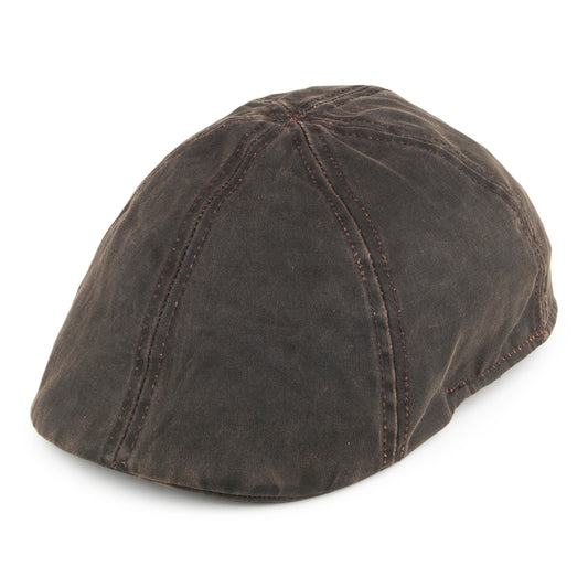 Dorfman Pacific Hats Weathered Cotton Duckbill Flat Cap - Brown